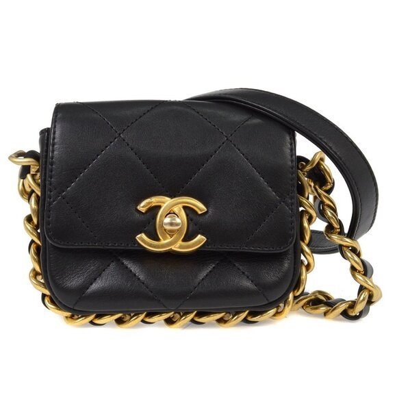 Chanel Black Calfskin Framing Chain Flap Bag NQ00882 - Picture 1 of 5